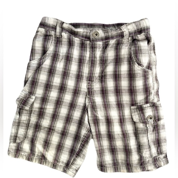 Calvin Klein Black, White, & Purple Plaid Shorts - Picture 1 of 2
